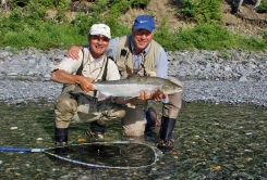 Blue cap and salmon Blue cap and salmon